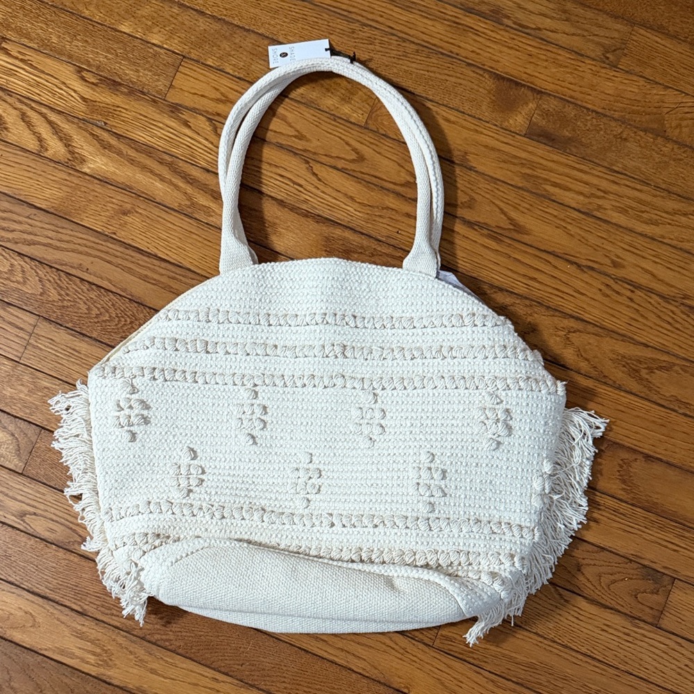 Elegant Cream Woven Tote Bag
